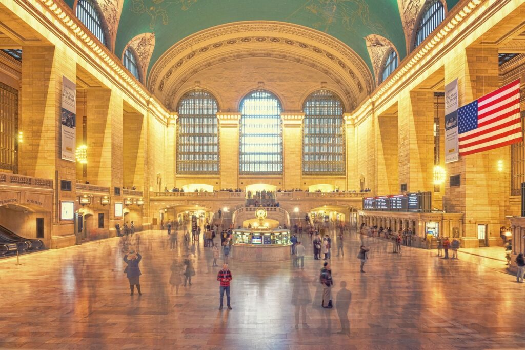 grand central station, new york, grand central terminal, manhattan, architecture, nyc, terminal, transport, america, landmark, building, travel, people, famous, midtown, tourism, crowd, flag, hall, new york, new york, new york, new york, new york, crowd, hall